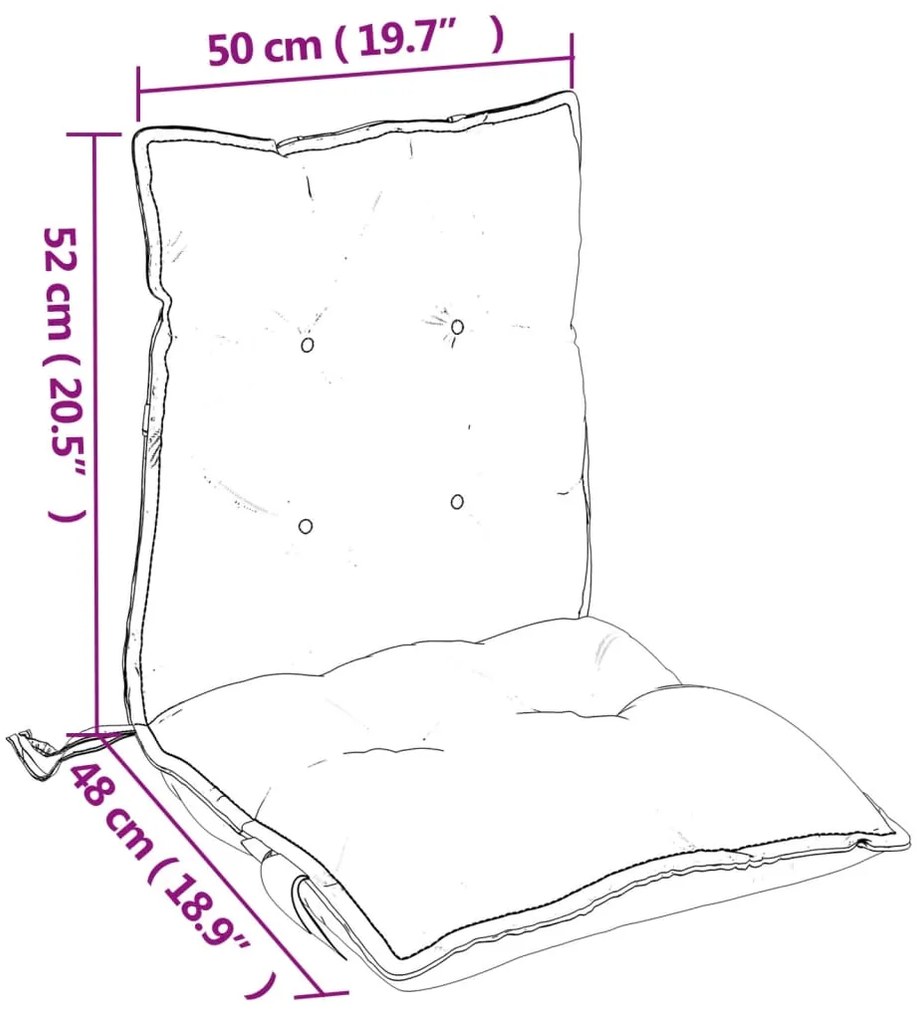 Almofadões cadeira encosto baixo 4pcs tecido oxford azul/branco