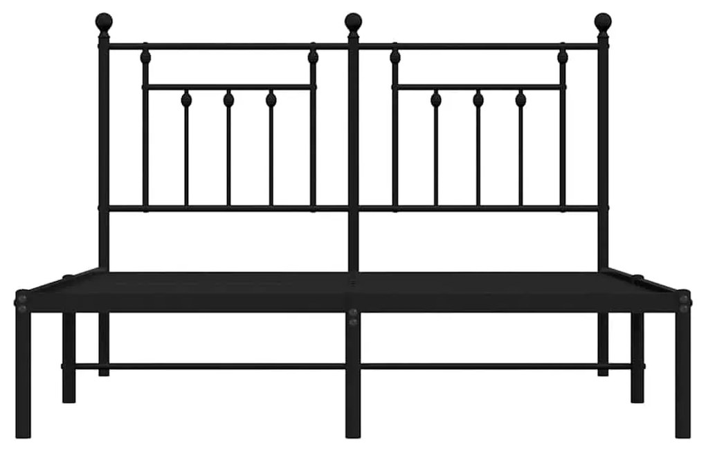Estrutura de cama em metal com cabeceira 150x200 cm preto