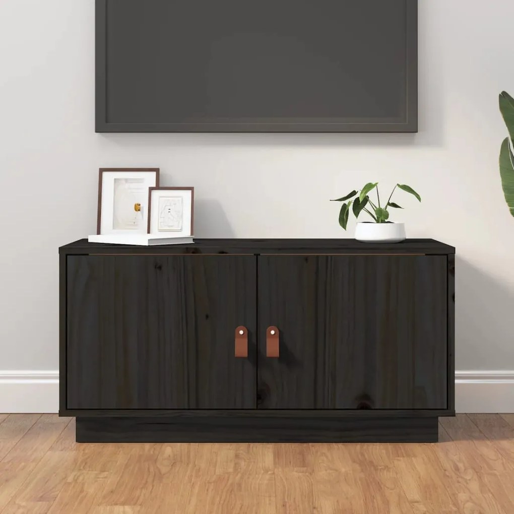 vidaXL Móvel de TV 80x34x40 cm madeira de pinho maciça preto