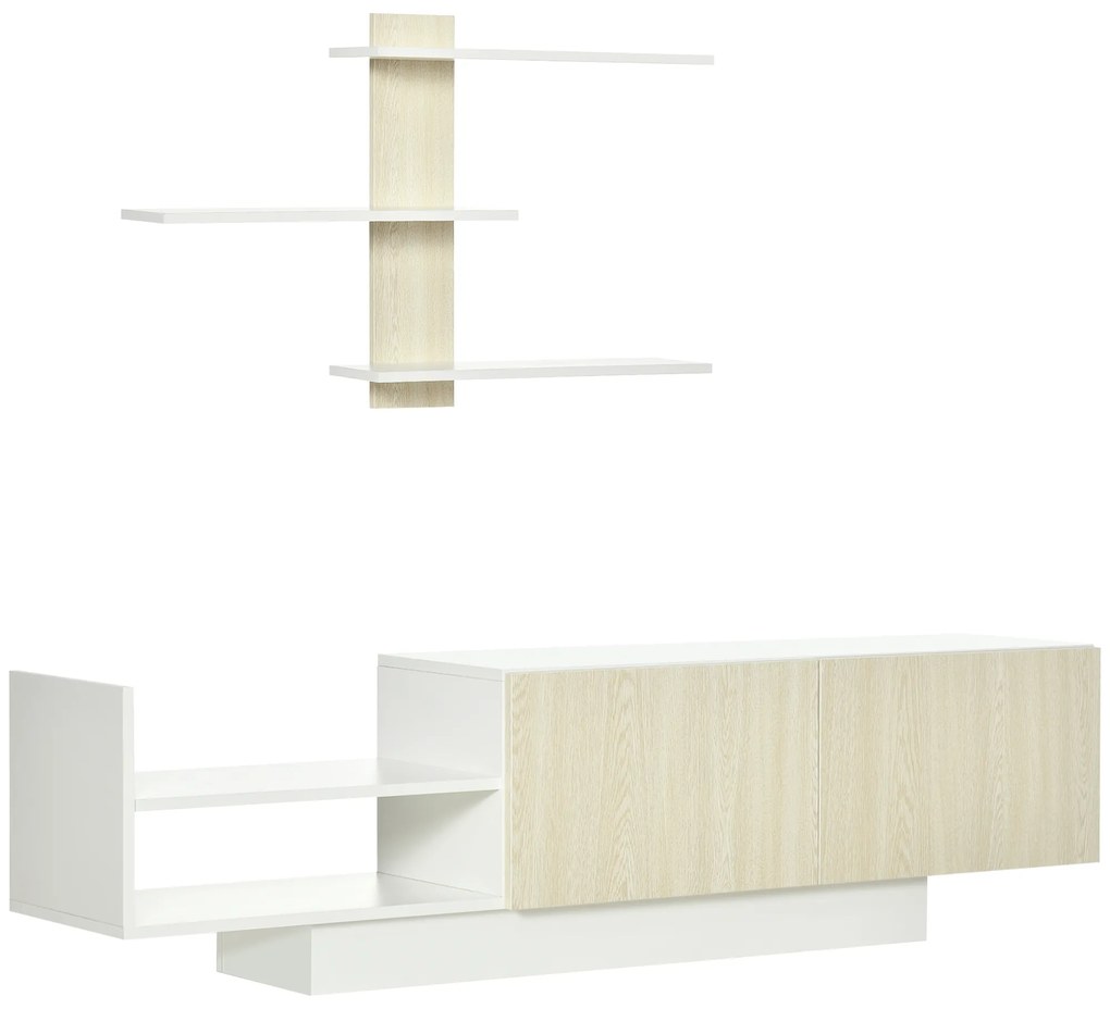 HOMCOM Móvel de TV para Sala de Estar Móvel para Televisor 150x31,5x40cm e Prateleira de Parede 95,5x16x60cm Madeira
