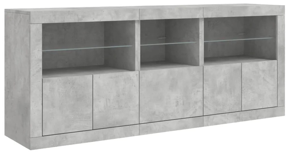 Aparador com luzes LED 162x37x67 cm cinzento cimento