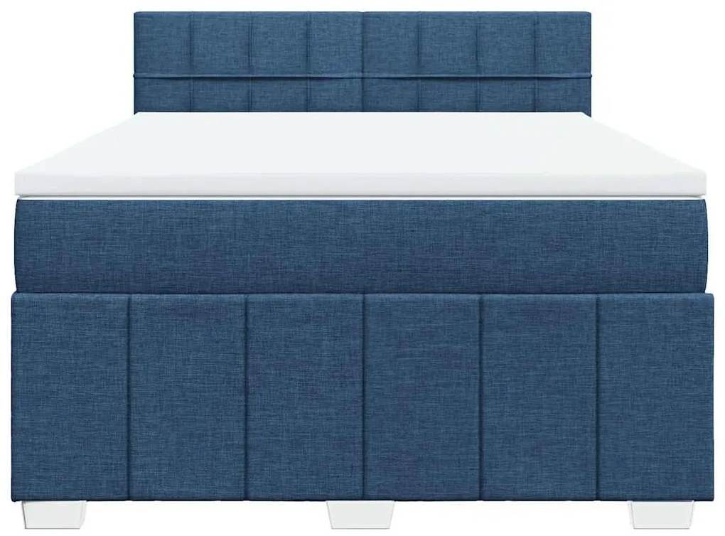 Cama com molas/colchão 140x200 cm tecido azul