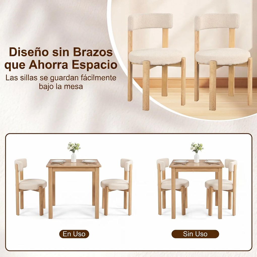 Conjunto de 2 cadeiras de jantar estofadas em felpa, com pernas em madeira de borracha, assento almofadado e encosto curvo, para restaurante ou sala d