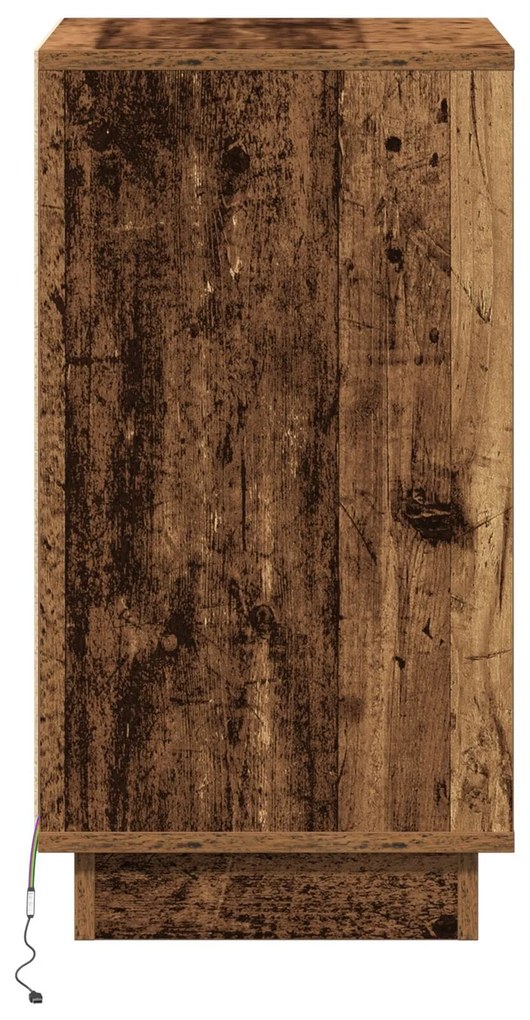 Mesa de Cabeceira com LED Madeira Velha 39x34,5x65 cm Madeira de Engen