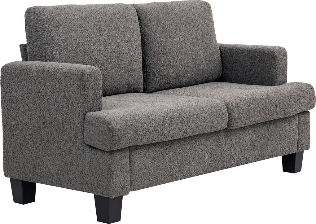 HOMCOM Sofá 2 lugares 120 cm com almofadas de encosto removíveis, tecido chenille para sala, quarto, escritório, cinza escuro | Aosom Portugal