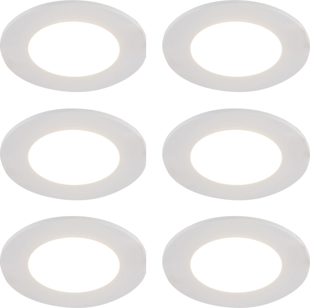 Conjunto de 6 focos embutidos brancos com LED regulável em 3 níveis IP65 - Blanca