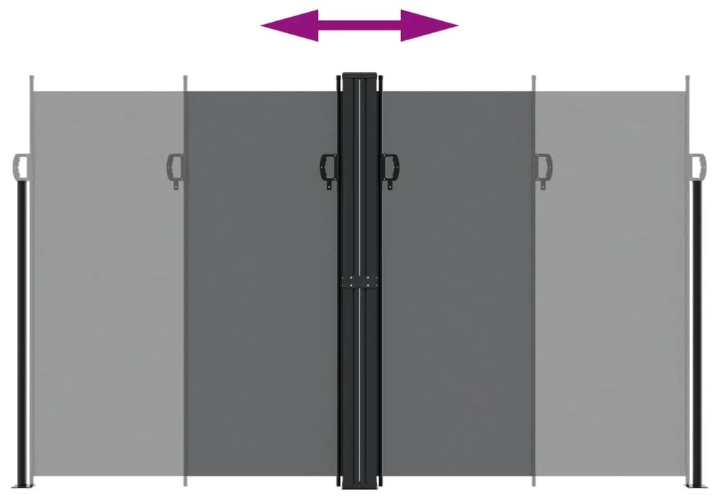 Toldo lateral retrátil 200x600 cm preto