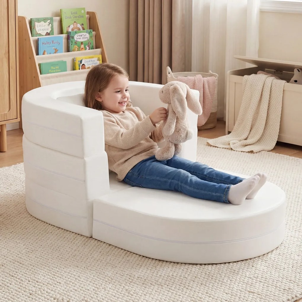 Sofá-cama 3 em 1 para crianças 66 x 47 x 55 cm, dobrável, com capas laváveis com fechos de correr e almofada com enchimento de espuma macia, para maio