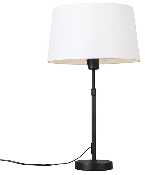Candeeiro de mesa preto com abajur branco 35 cm ajustável - Parte Moderno
