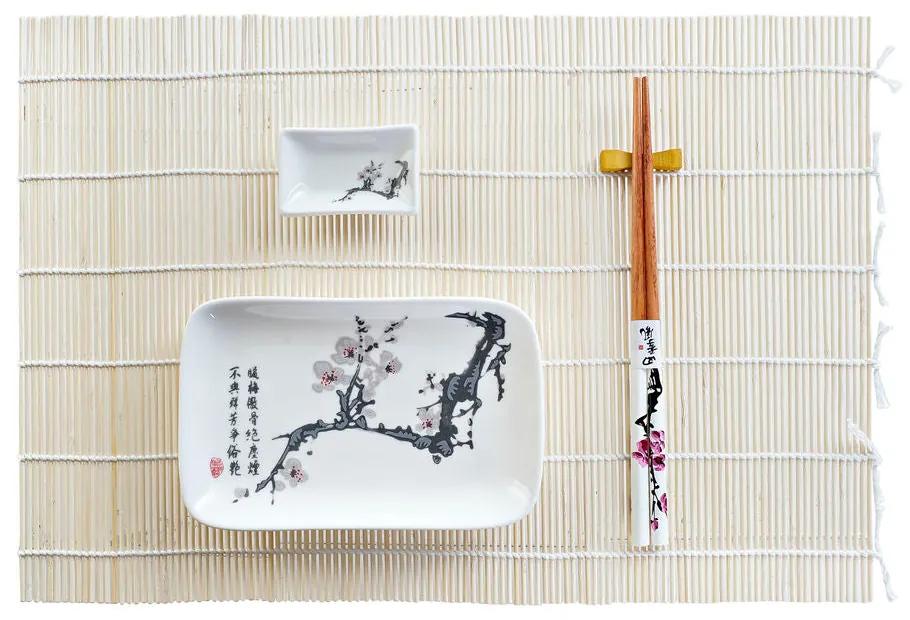 Conjunto de sushi DKD Home Decor Cerâmica Bambu (12 pcs) (31 x 27 x 3,5 cm)