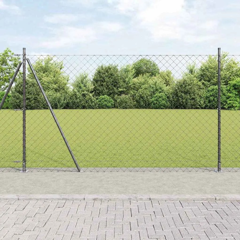 vidaXL Conjunto de Postes de Cerca Prateado 25 x 1.5 m Aço Galvanizado