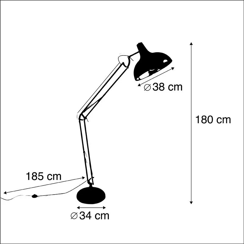 Candeeiro de pé industrial preto ajustável - Hobby Retro