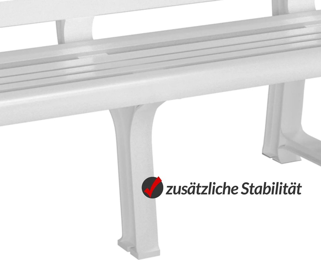 Banco de jardim Orchidea 145x49x74cm em plástico resistente Branco