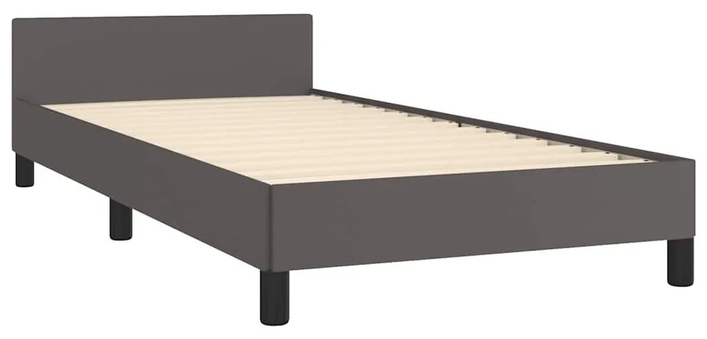 Estrutura cama c/ cabeceira sem colchão 80x200 cm cinzento