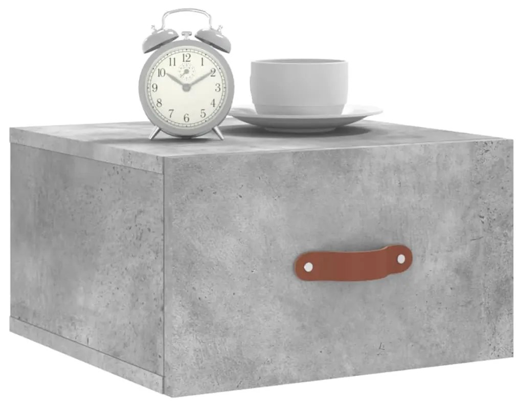Mesa cabeceira montagem na parede 35x35x20 cm cinzento cimento