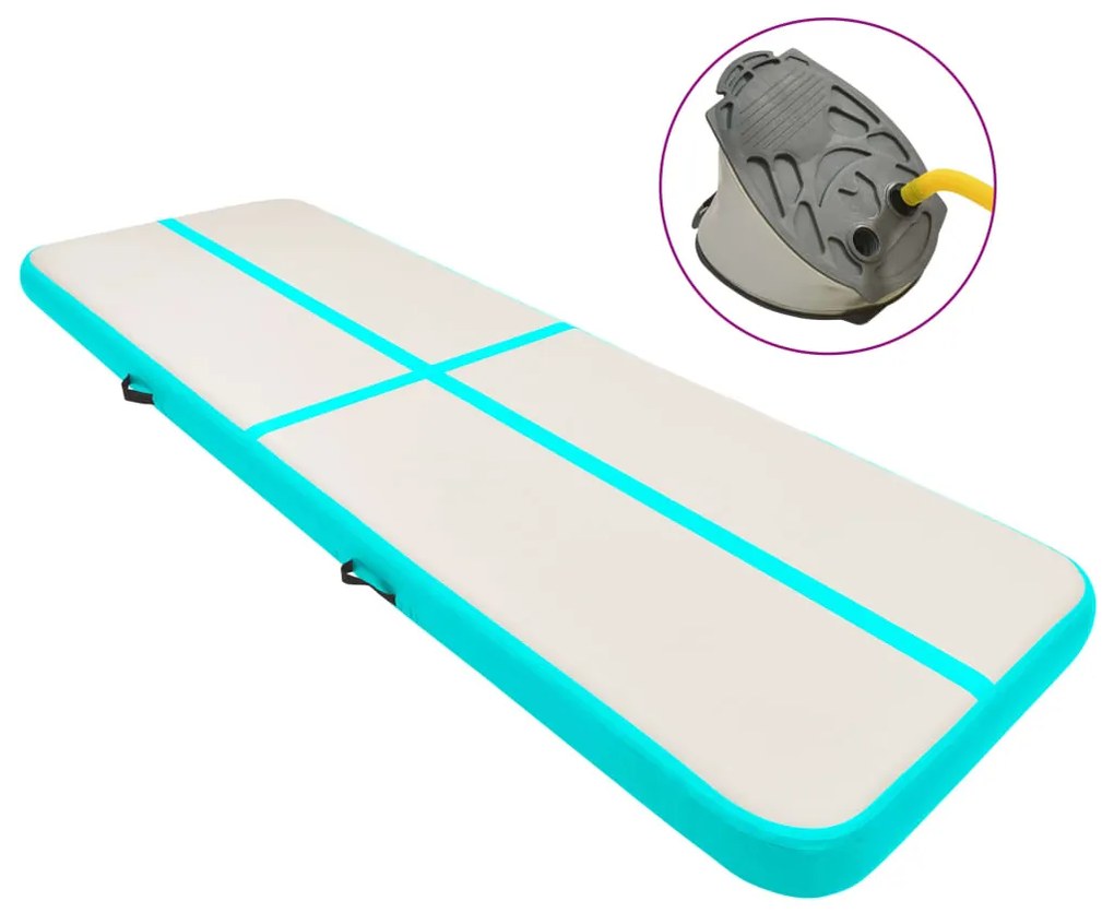 vidaXL Colchão de ginástica insuflável c/ bomba 500x100x15cm PVC verde