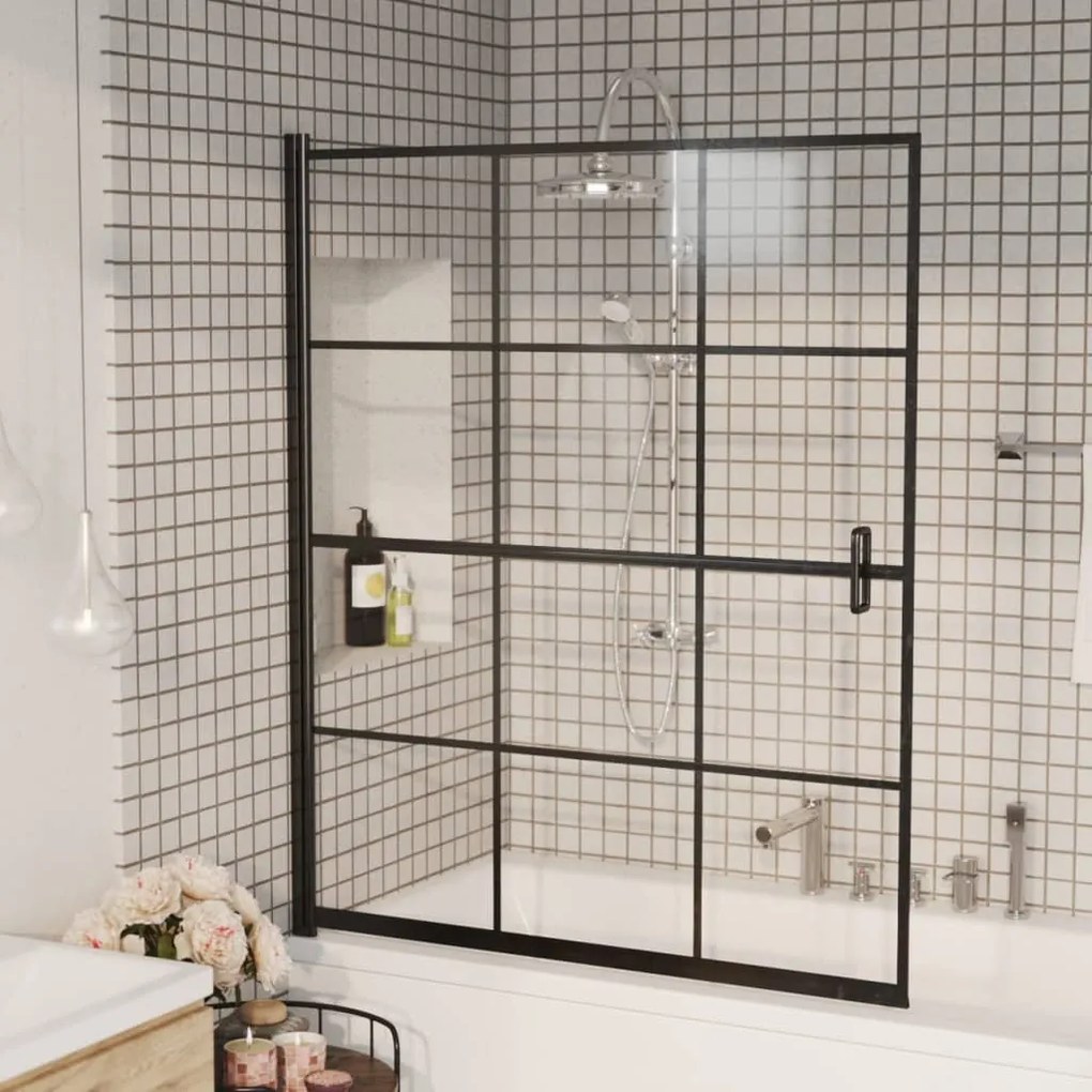 150748 vidaXL Divisória de chuveiro ESG 116x140 cm preto