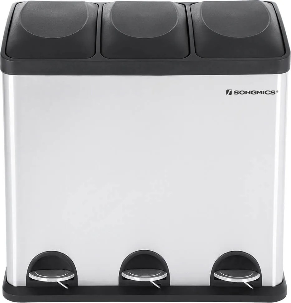 Caixote lixo Separador de lixo 54 litros (3 x 18 L) Prateado + Preto