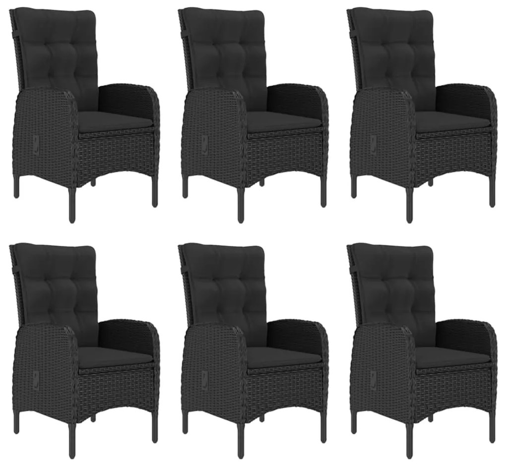 7 pcs conjunto de jantar para jardim preto