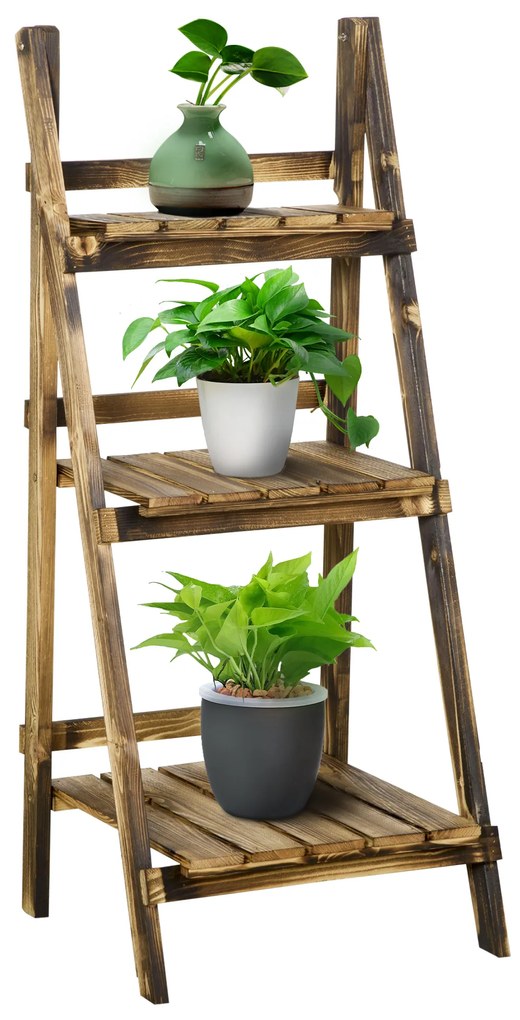 Suporte para Plantas de 3 Níveis Dobrável para Interior e Exterior 40x37x93 cm Madeira