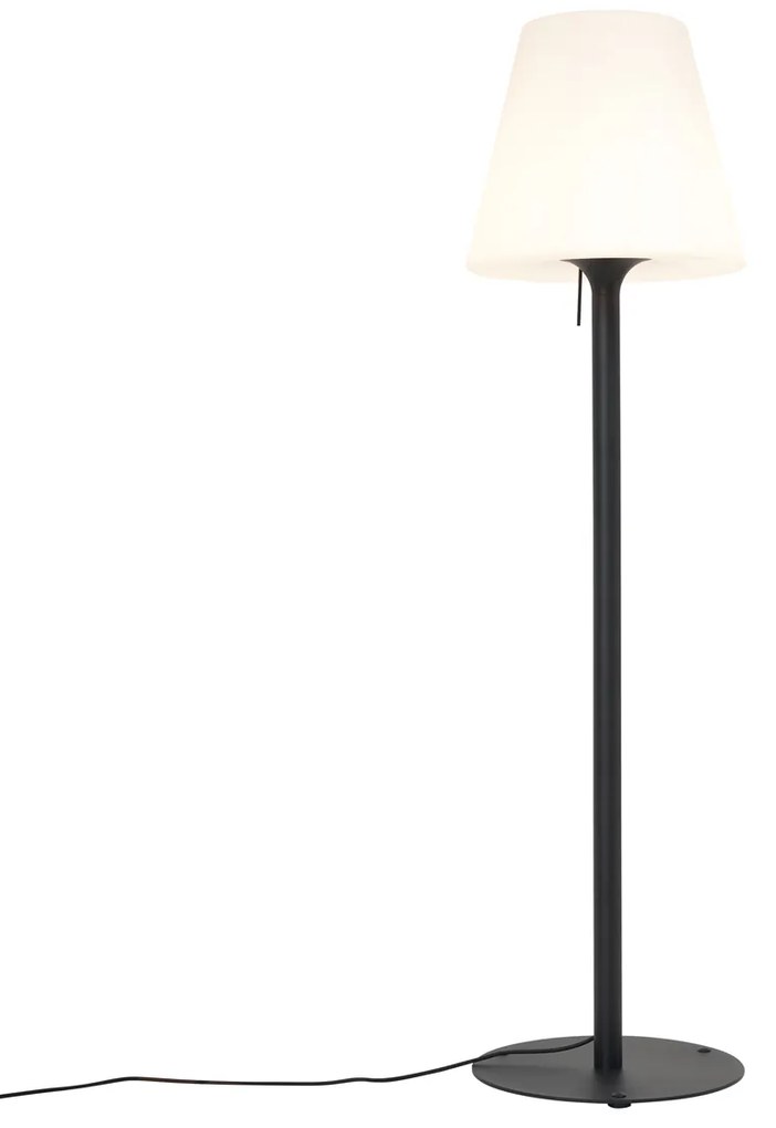 Candeeiro de Pé Moderno para Exterior Preto com Abajur Branco IP44 - Big Virginia Moderno