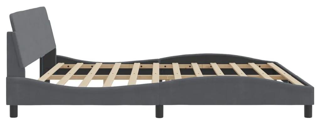 Estrutura de cama c/ cabeceira 200x200cm veludo cinzento-escuro
