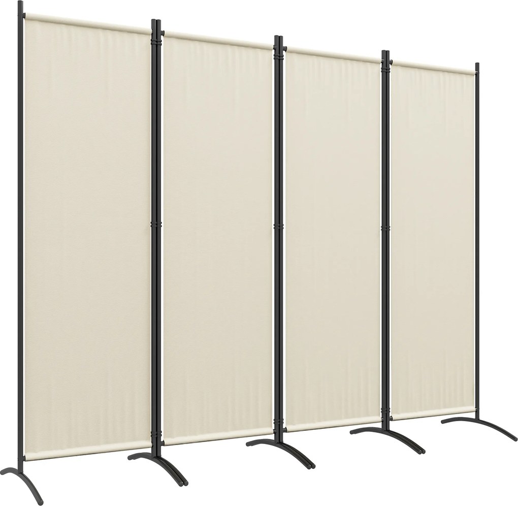 Outsunny Biombo 221 x 172 cm biombo de jardim com 4 painéis com pés largos em tecido de poliéster de 180 g/m² creme | Aosom Portugal