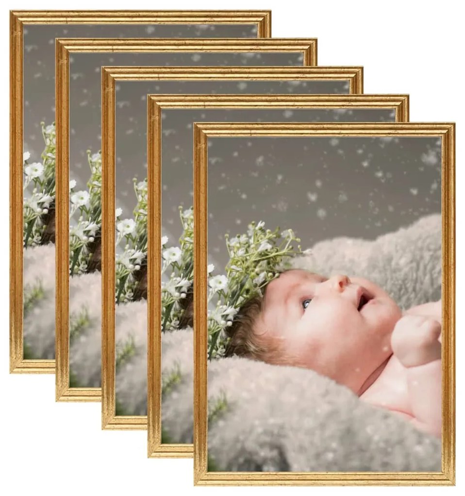 vidaXL Molduras para mesa 5 pcs 15x21 cm MDF dourado