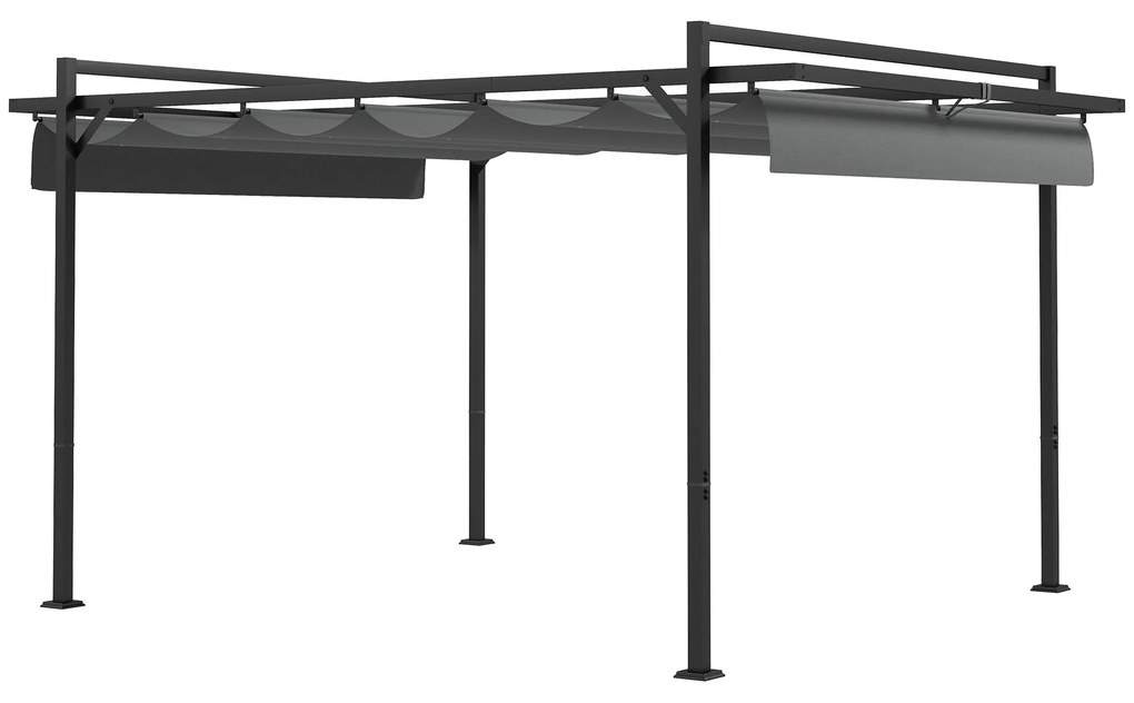 Pérgola 3x4 Pérgola de Jardim com Teto Retrátil de Poliéster e 12 Orif