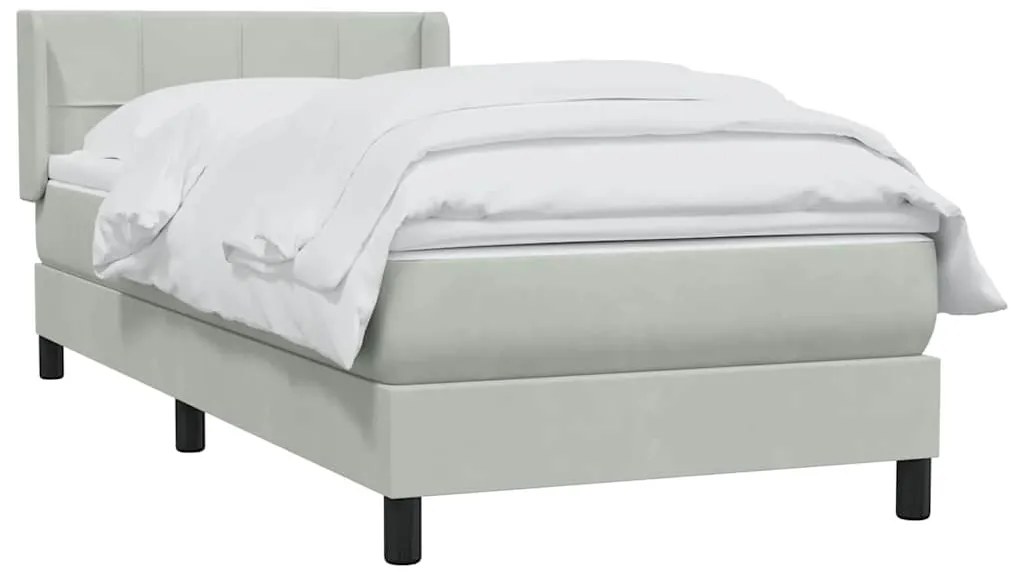 Cama com molas/colchão cinzento-claro 80x220 cm veludo