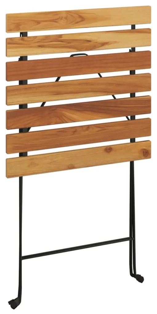 3 pcs conjunto de bistrô dobrável madeira de teca maciça e aço