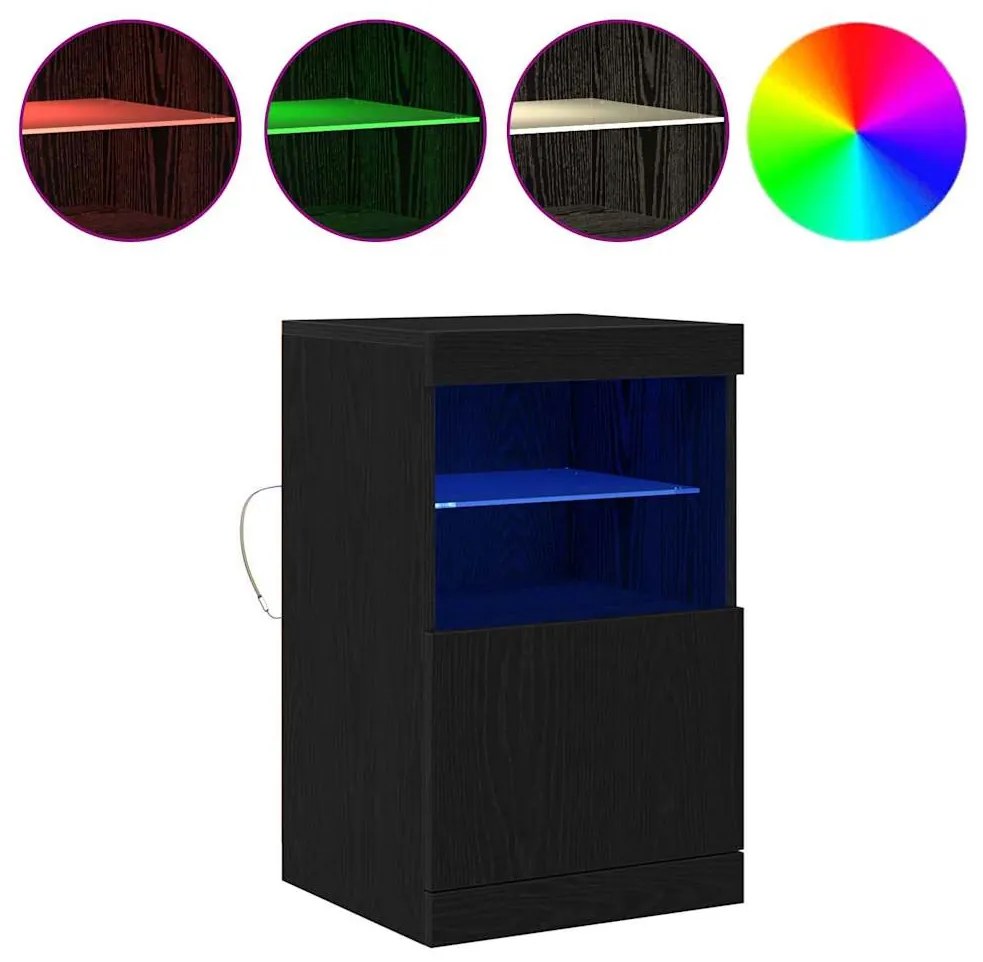 Buffet vidaXL com Luzes LED Carvalho Preto 41x37x67 cm