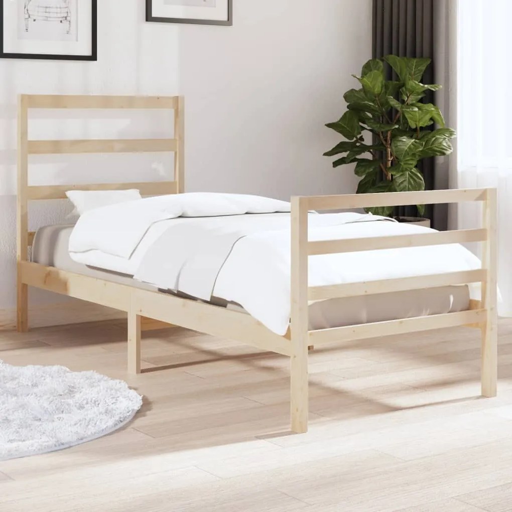 vidaXL Estrutura de cama solteiro 90x190 cm pinho maciço