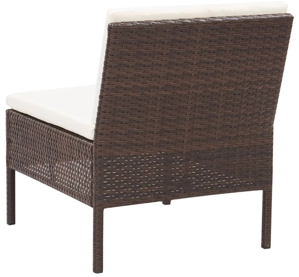 Conjunto lounge jardim c/ almofadões 6 pcs vime PE castanho