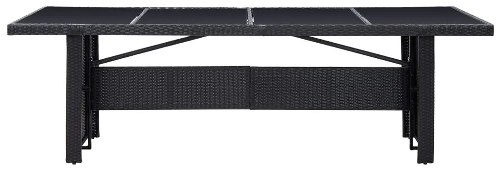 Mesa de jardim 240x90x74 cm vime PE e vidro preto