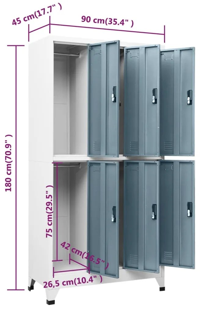 Cacifo aço 90x45x180 cm cinza-claro e cinza-escuro