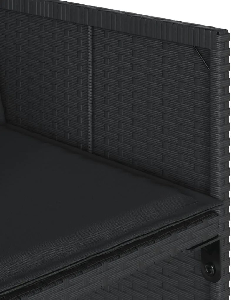 15 pcs conjunto de jantar p/jardim com almofadões vime PE preto