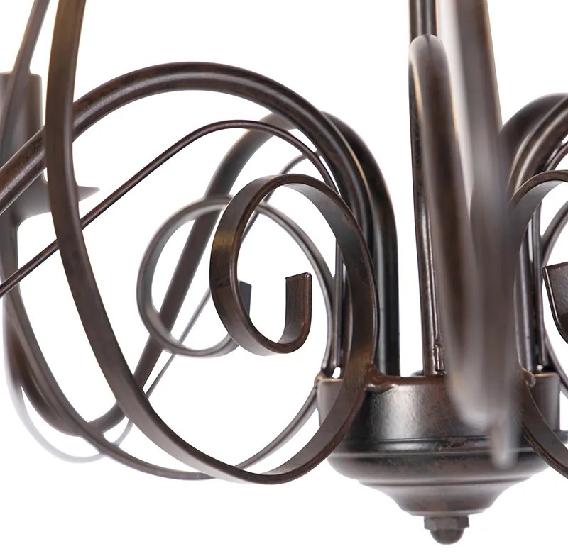 Candeeiro de candelabros castanho com abajur de clip em tecido plissado 5 luzes - Giuseppe Clássico / Antigo