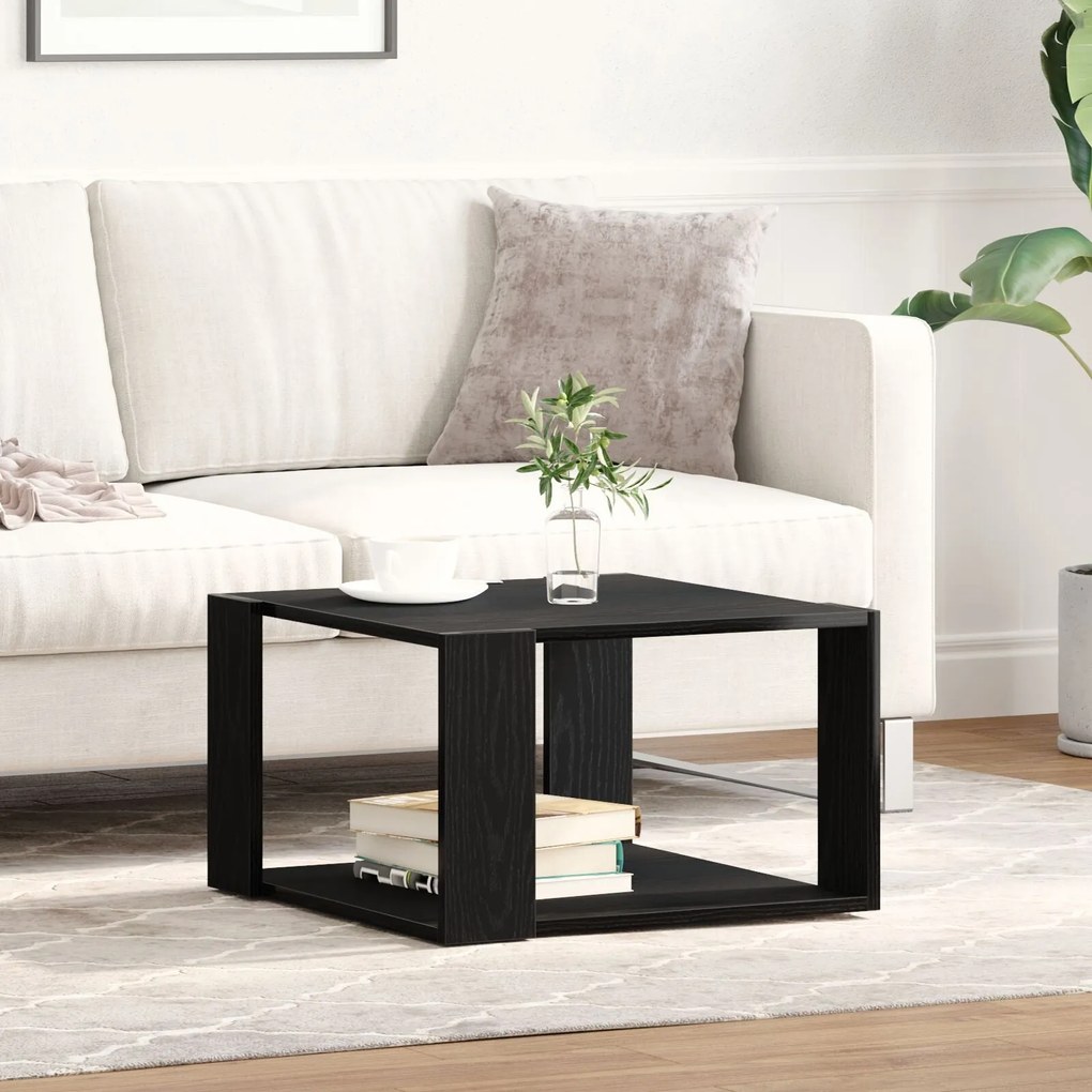 Mesa de Centro vidaXL Preta em Carvalho 85x55x31 cm em Madeira Derivad