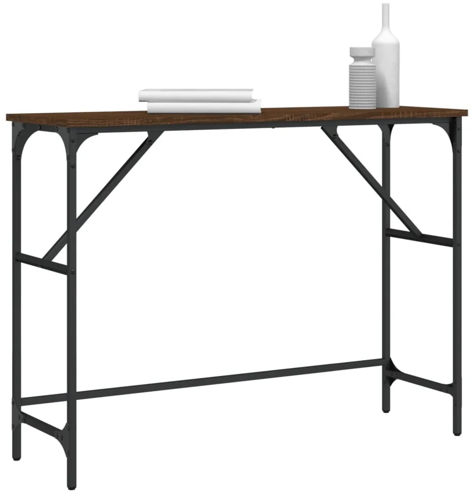 Mesa consola 100x32x75 cm derivados madeira carvalho castanho