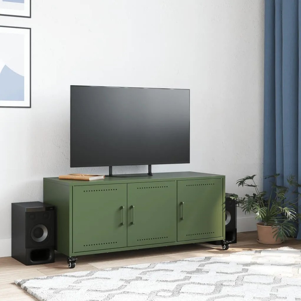 Móvel de TV 100,5x39x43,5 cm aço verde-azeitona