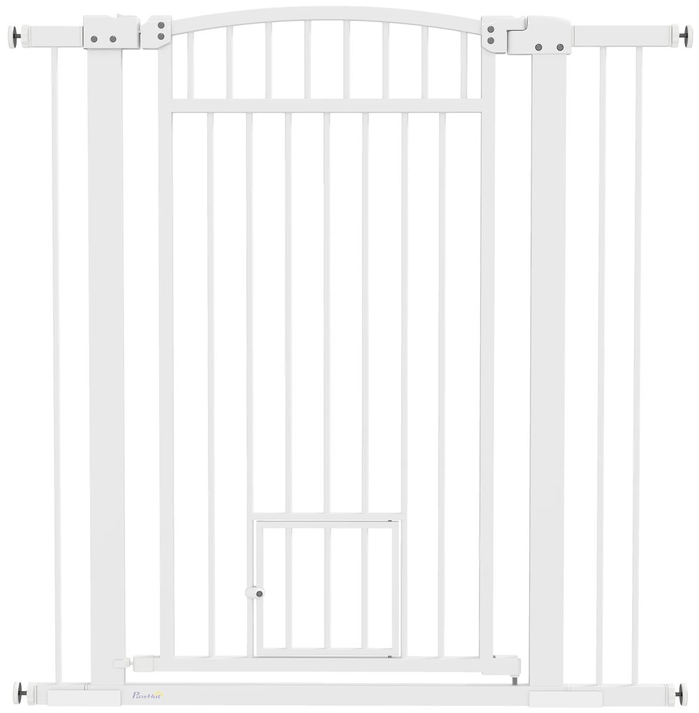 Pawhut Barreira para Cães Largura Ajustável 76-102 cm Barreira Extra Larga com Porta para Gato Branco | Aosom Portugal
