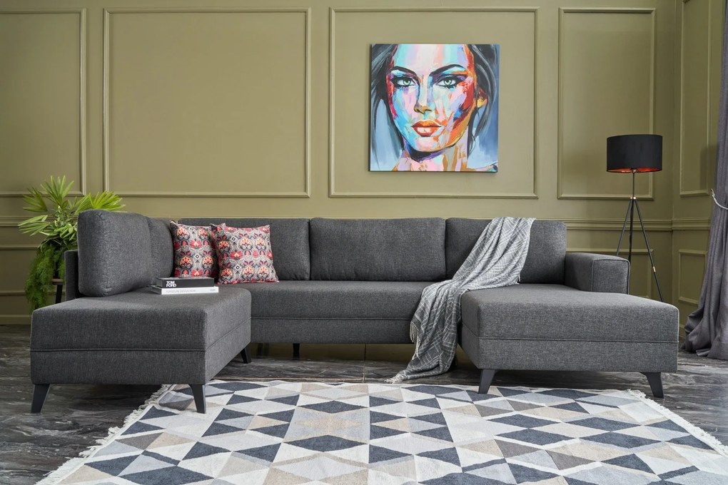 Sofá-Cama de Canto Efsun – Antracite – 300 x 78 x 202 cm