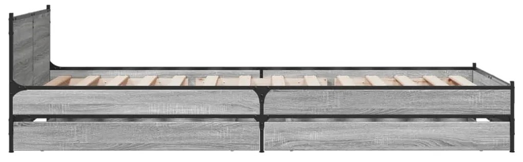 Estrutura de cama c/ gavetas derivados madeira cinza sonoma