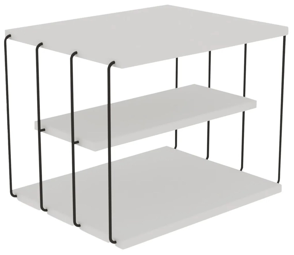 Mesa de Apoio Lifon – Branco/Preto – 50x33x40 cm