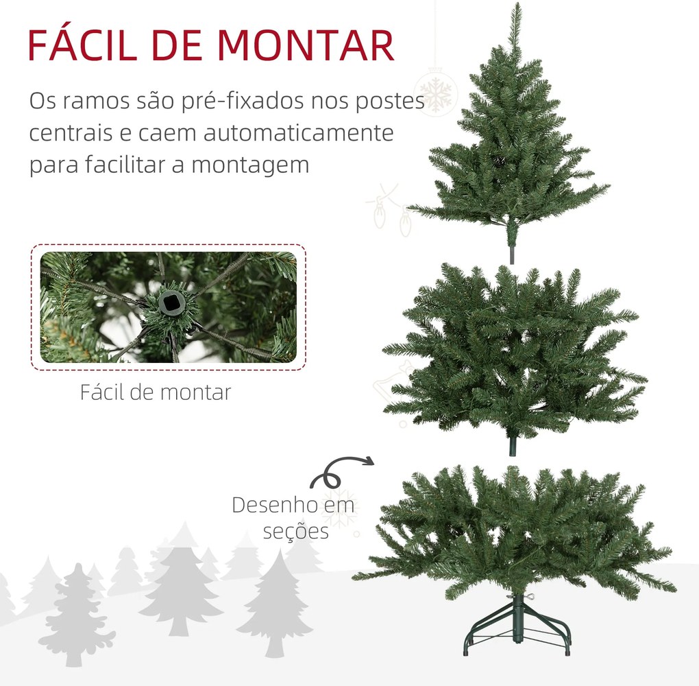 Árvore de Natal 150 cm Árvore de Natal Artificial com 220 Luzes LED 58