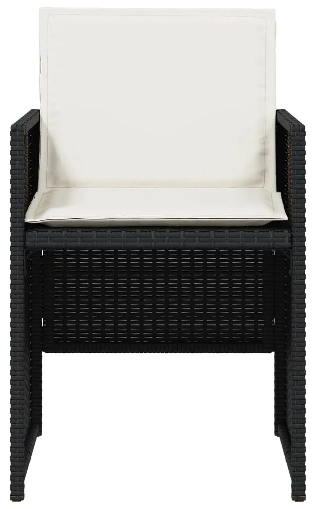 5 pcs conjunto de jantar p/ jardim c/ almofadões vime PE preto