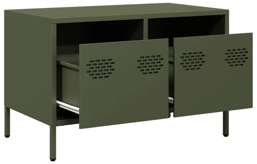 Móvel de TV 68x39x43,5 cm aço laminado a frio verde-azeitona