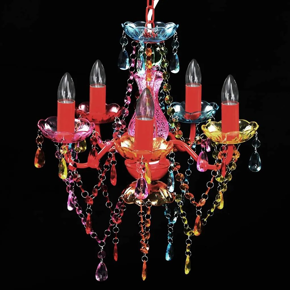 Lustre multicolor com 5 bulbos