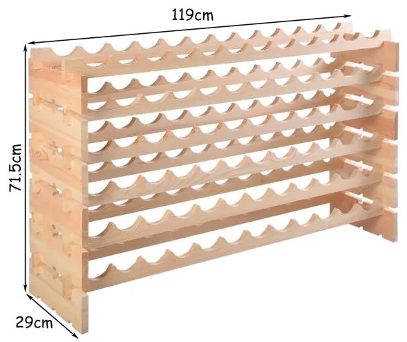 Garrafeira para 72 garrafas Estante de madeira para garrafas Estante de vinho Adega Bar Casa